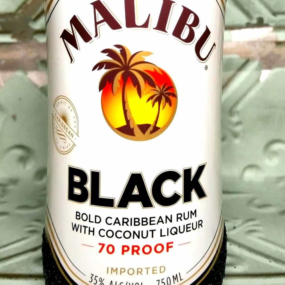 Empty Upscaled Glitter Malibu Alcohol Bottle